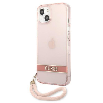 Guess GUHCP13SHTSGSP iPhone 13 mini 5,4&quot; růžové/růžové pevné pouzdro Translucent Stap