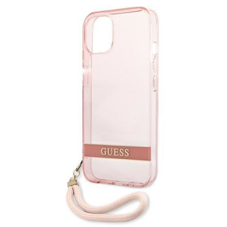 Guess GUHCP13SHTSGSP iPhone 13 mini 5,4&quot; růžové/růžové pevné pouzdro Translucent Stap