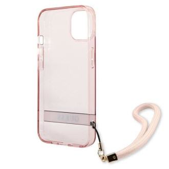 Guess GUHCP13SHTSGSP iPhone 13 mini 5,4&quot; růžové/růžové pevné pouzdro Translucent Stap