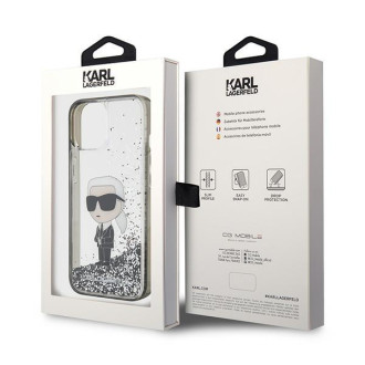 Karl Lagerfeld KLHCP15SLKKNSK iPhone 15 6,1" průhledný pevný obal Liquid Glitter Ikonik