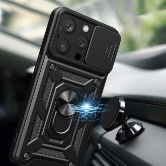 Kryt Hybrid Armor Camshield iPhone 15 Pro se stojánkem a krytem fotoaparátu – modrý