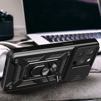 Kryt Hybrid Armor Camshield iPhone 15 Pro se stojánkem a krytem fotoaparátu – modrý