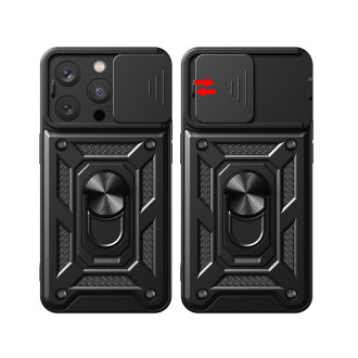 Kryt Hybrid Armor Camshield iPhone 15 Pro se stojánkem a krytem fotoaparátu – modrý