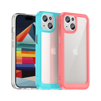 iPhone 15 Outer Space zesílené pouzdro s pružným rámečkem - průhledné