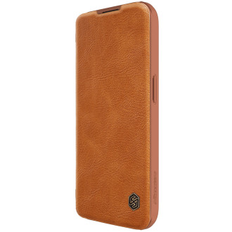 Nillkin Qin Pro Leather Flip Cover Cover Case pro iPhone 15 Pro Max – hnědý