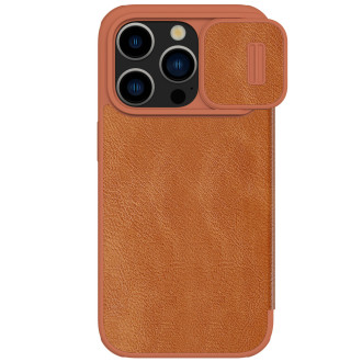 Nillkin Qin Pro Leather Flip Cover Cover Case pro iPhone 15 Pro Max – hnědý