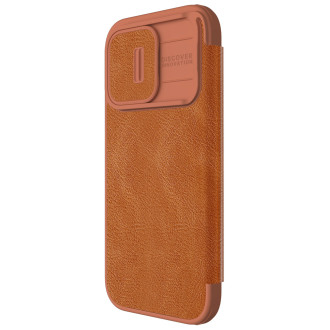 Nillkin Qin Pro Leather Flip Cover Cover Case pro iPhone 15 Pro Max – hnědý