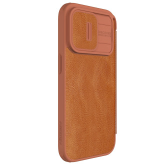 Nillkin Qin Pro Leather Flip Cover Cover Case pro iPhone 15 Pro Max – hnědý