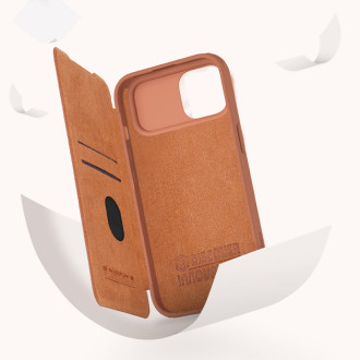 Nillkin Qin Pro Leather Flip Cover Cover Case pro iPhone 15 Pro Max – hnědý