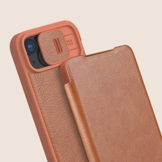 Nillkin Qin Pro Leather Flip Cover Cover Case pro iPhone 15 Pro Max – hnědý