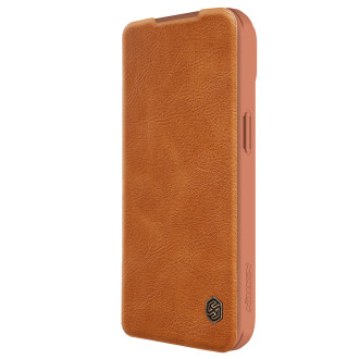 Nillkin Qin Pro Leather Flip Cover Cover Case pro iPhone 15 Plus – hnědý