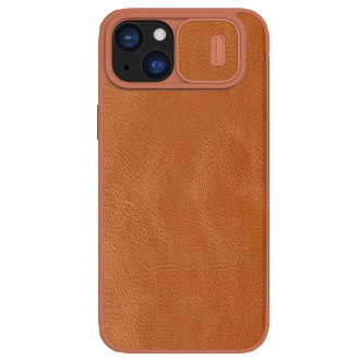 Nillkin Qin Pro Leather Flip Cover Cover Case pro iPhone 15 Plus – hnědý