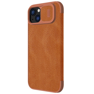 Nillkin Qin Pro Leather Flip Cover Cover Case pro iPhone 15 Plus – hnědý