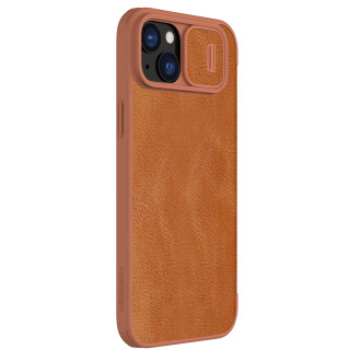 Nillkin Qin Pro Leather Flip Cover Cover Case pro iPhone 15 Plus – hnědý