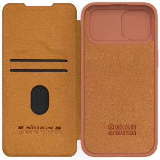 Kožené pouzdro Nillkin Qin Pro Leather iPhone 15 Camera Flip Leather Case – hnědé