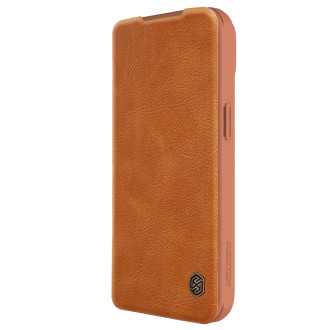 Kožené pouzdro Nillkin Qin Pro Leather iPhone 15 Camera Flip Leather Case – hnědé