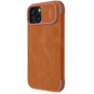 Kožené pouzdro Nillkin Qin Pro Leather iPhone 15 Camera Flip Leather Case – hnědé