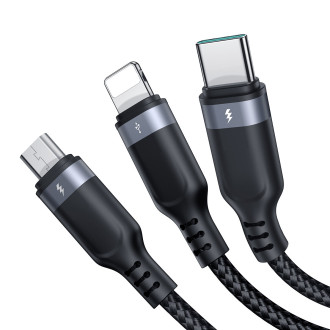 Kabel Joyroom Multi-Use Series 3 v 1 S-1T3018A18 Lightning USB-C micro USB 1,2 m – černý