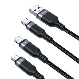 Kabel Joyroom Multi-Use Series 3 v 1 S-1T3018A18 Lightning USB-C micro USB 1,2 m – černý