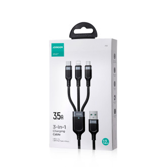 Kabel Joyroom Multi-Use Series 3 v 1 S-1T3018A18 Lightning USB-C micro USB 1,2 m – černý