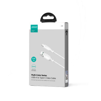 Joyroom Multi-Color Series SA34-AC6 Kabel USB-A / USB-C 100W rychlý přenos 1m – bílá