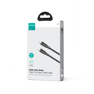 Joyroom Multi-Color Series SA34-CC3 Kabel USB-C / USB-C 60W rychlý přenos 1 m – černý