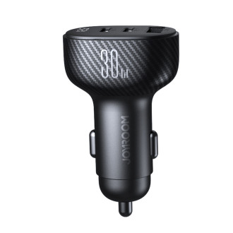 Joyroom JR-CCD04 30W 2x USB-C USB-A nabíječka do auta s displejem - černá