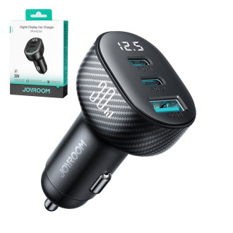 Joyroom JR-CCD04 30W 2x USB-C USB-A nabíječka do auta s displejem - černá