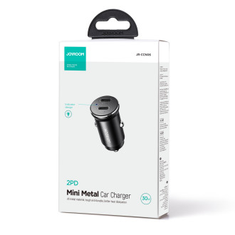 Joyroom JR-CCN06 30W 2x USB-C mini nabíječka do auta kovová - černá