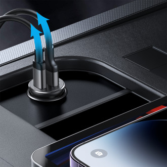 Joyroom JR-CCN06 30W 2x USB-C mini nabíječka do auta kovová - černá
