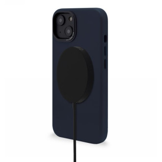 Dekódováno – ochranné kožené pouzdro kompatibilní s MagSafe pro iPhone 14 Plus (ocelově modré)