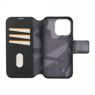 Decoded Detachable Wallet – ochranné kožené pouzdro kompatibilní s MagSafe pro iPhone 15 (černé)