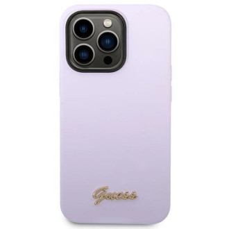 Guess GUHCP14LSLSMU iPhone 14 Pro 6,1" fioletowy/purple hard case Silicone Vintage Gold Logo