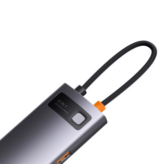 HUB 8v1 Baseus StarJoy USB-C na USB-C PD / 3x USB-A / HDMI / RJ-45 / SD TF - šedý