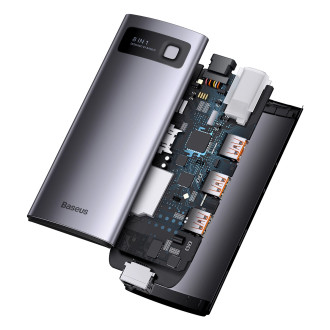 HUB 8v1 Baseus StarJoy USB-C na USB-C PD / 3x USB-A / HDMI / RJ-45 / SD TF - šedý