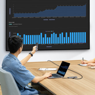 HUB 8v1 Baseus StarJoy USB-C na USB-C PD / 3x USB-A / HDMI / RJ-45 / SD TF - šedý