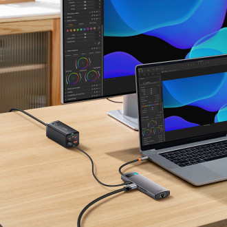 HUB 8v1 Baseus StarJoy USB-C na USB-C PD / 3x USB-A / HDMI / RJ-45 / SD TF - šedý