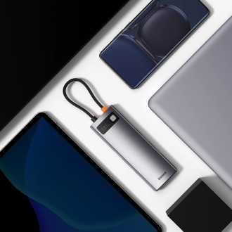 HUB 8v1 Baseus StarJoy USB-C na USB-C PD / 3x USB-A / HDMI / RJ-45 / SD TF - šedý