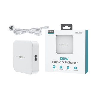 Choetech PD8008 100W GaN rychlonabíječka 2x USB-A / 2x USB-C - bílá