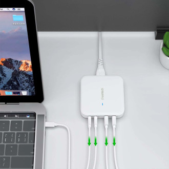 Choetech PD8008 100W GaN rychlonabíječka 2x USB-A / 2x USB-C - bílá