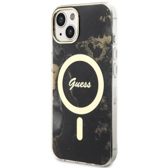 Guess GUHMP14MHTMRSK iPhone 14 Plus 6,7" černo/černý pevný obal Golden Marble MagSafe
