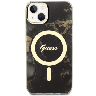 Guess GUHMP14MHTMRSK iPhone 14 Plus 6,7" černo/černý pevný obal Golden Marble MagSafe