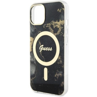 Guess GUHMP14MHTMRSK iPhone 14 Plus 6,7" černo/černý pevný obal Golden Marble MagSafe