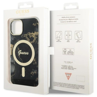Guess GUHMP14MHTMRSK iPhone 14 Plus 6,7" černo/černý pevný obal Golden Marble MagSafe