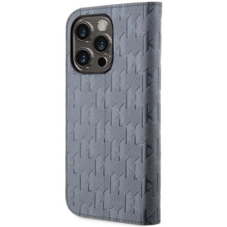 Karl Lagerfeld KLBKP14XSAKLHPG iPhone 14 Pro Max 6,7&quot; knihovna stříbrná/stříbrná Saffiano Monogram