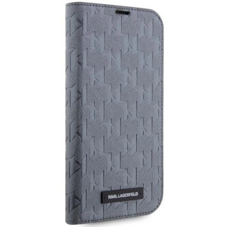 Karl Lagerfeld KLBKP14XSAKLHPG iPhone 14 Pro Max 6,7&quot; knihovna stříbrná/stříbrná Saffiano Monogram