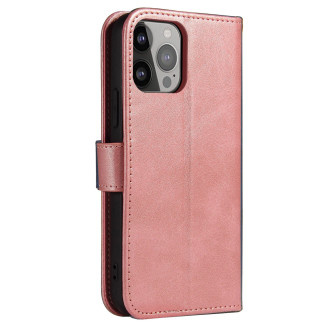 Pouzdro na peněženku se stojánkem pro iPhone 15 Pro Max Magnet Case – růžové