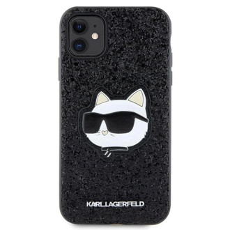 Karl Lagerfeld KLHCN61G2CPK iPhone 11 / Xr 6,1" černý/černý pevný obal Glitter Choupette Patch