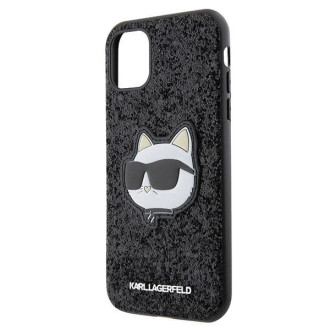 Karl Lagerfeld KLHCN61G2CPK iPhone 11 / Xr 6,1" černý/černý pevný obal Glitter Choupette Patch
