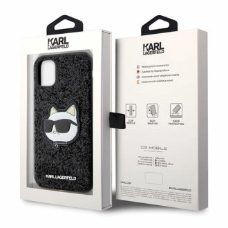 Karl Lagerfeld KLHCN61G2CPK iPhone 11 / Xr 6,1" černý/černý pevný obal Glitter Choupette Patch